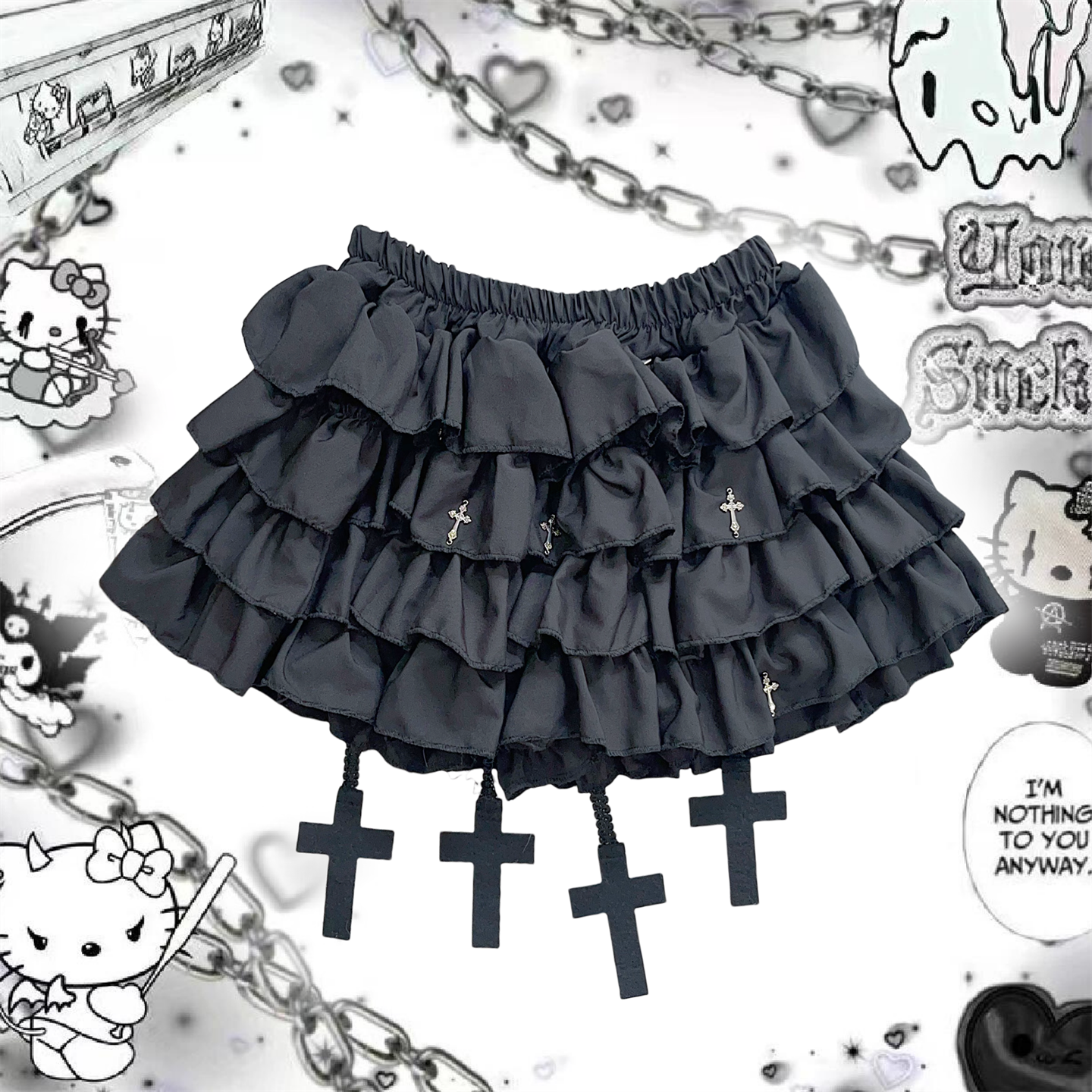 Y2K Subculture Niche Cross Fluffy Cake Skirt