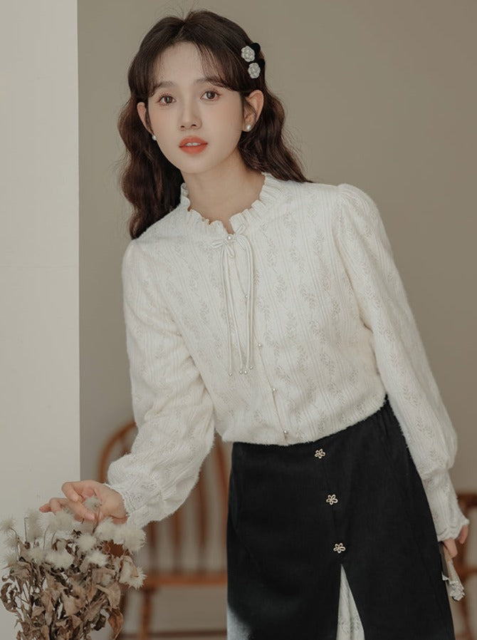 Spitze China Französisch Rock Shirt Schlitz Retro