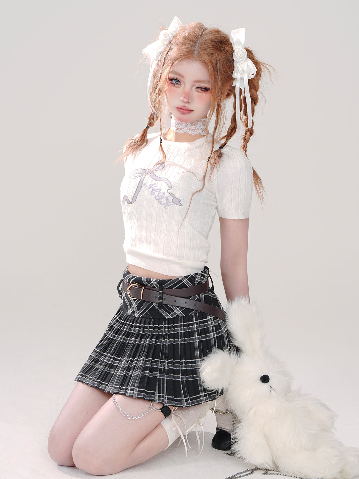 ガーリーなリボンショートトップタイト