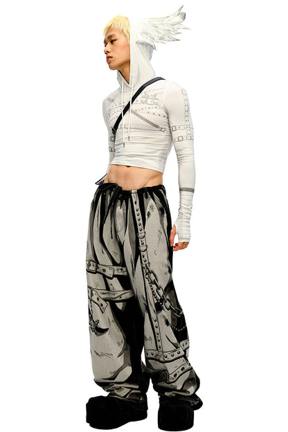 Hand 3D pants design loose painted