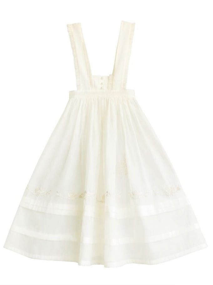 Stickerei Rose Gürtel Tüll Sailor Natur + Rock über Kragen Kleid Farbe + Fee