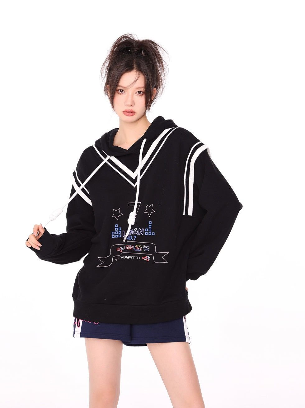 セブンロゴ モード スウェットシャツ フード付きパーカー