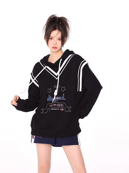 セブンロゴ モード スウェットシャツ フード付きパーカー