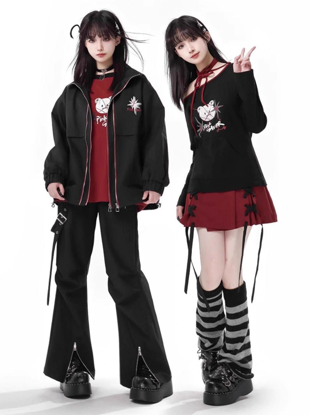 Escape Plan Red Black Work Neck Halter Jacket