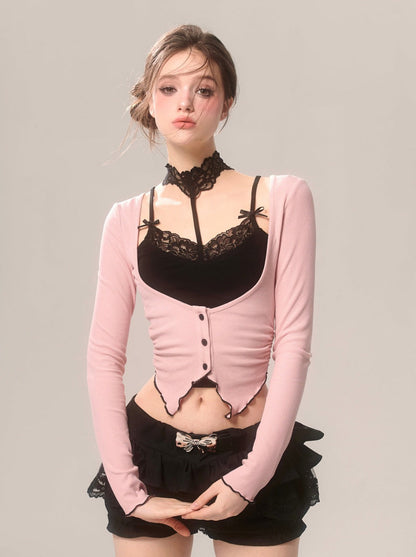 カーディガン ロマンティック オープンネック