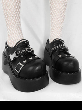 Punk Lolita Plattform Zehen Teufel Schuhe Gothic Runde Falle