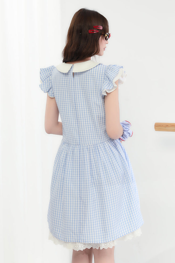 kleid kariert süß band