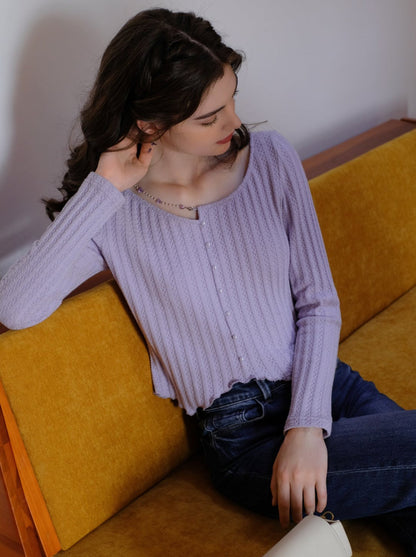 リブスプリングカーディガンニットタイツ