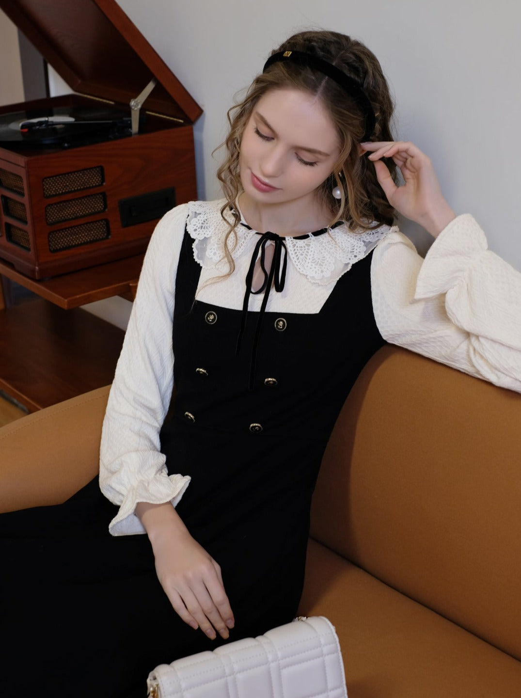 レースフェイクピース 2フリルドレスカラー