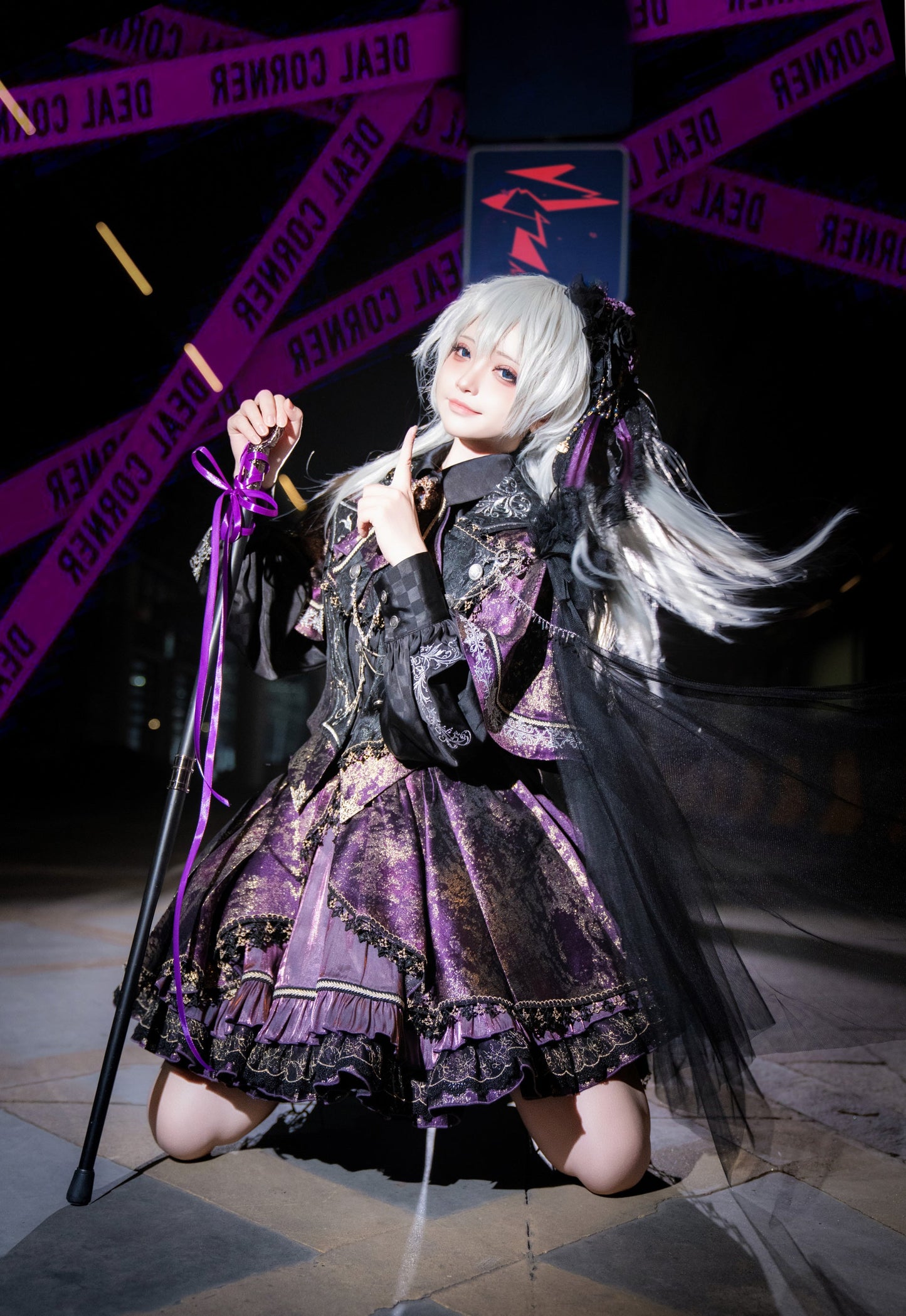 セット予約 ゴールドケープアップ商品 ファントムブラックパープルスモールドレス カイト