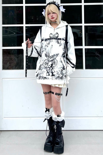 Oversize-Kapuzenpullover mit Tiermuster