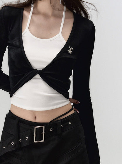 Spleißen Faux Zweiteiler Top Mode Slim