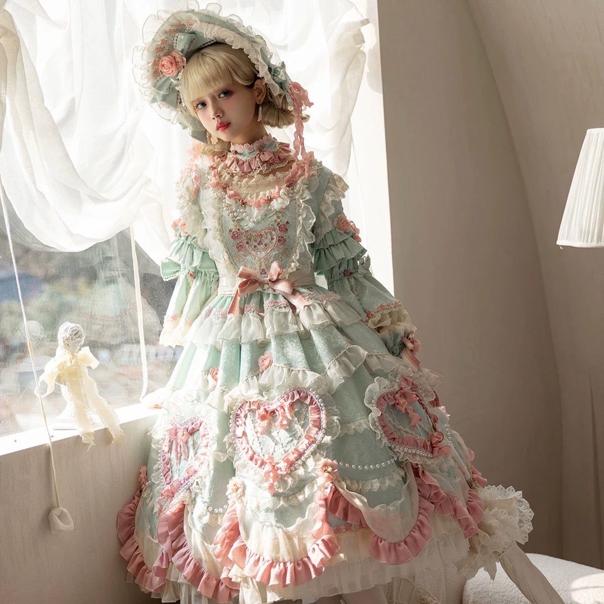 Antique Cake Lolita OP dress, styled Mint Moonlight view by BR Thorn Rose