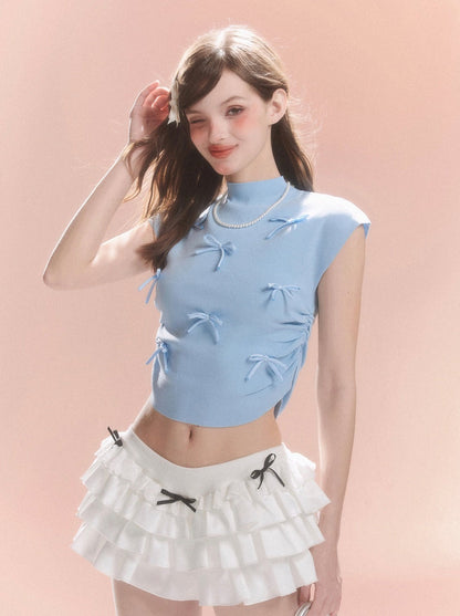 Kurzer Kragen Süßes Band Top Little