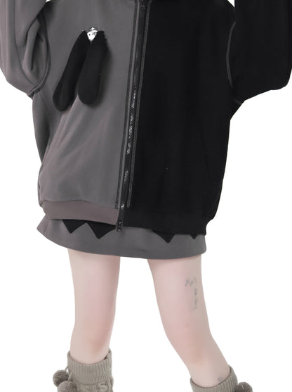 Parker-Hosenrock mit kontrastierendem Reißverschluss und Hasenohren