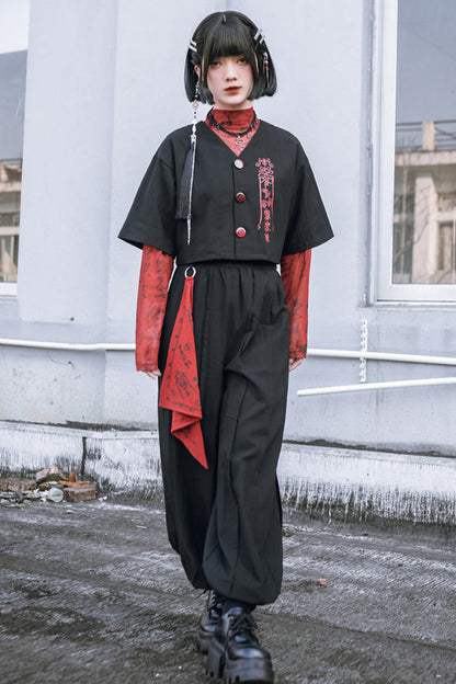 ダークパンツ チャイナランタン