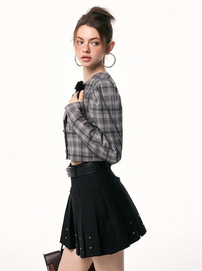 Karierte dunkle Oberteile kurz