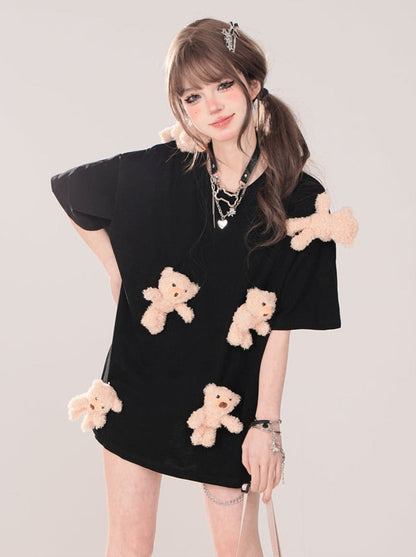 ニッチベアのゆったりキュートTシャツ