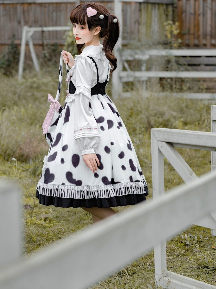 Hosenträger Kuh Bluse Rock Pelz + Mantel