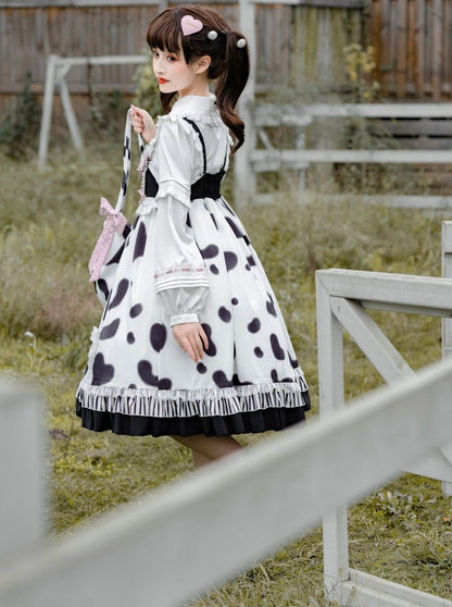 Hosenträger Kuh Bluse Rock Pelz + Mantel