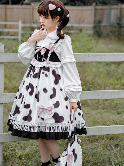 Hosenträger Kuh Bluse Rock Pelz + Mantel