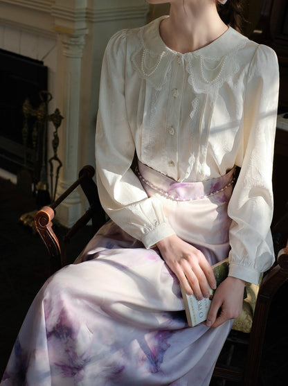 Weiße Bluse Retro Moonlight