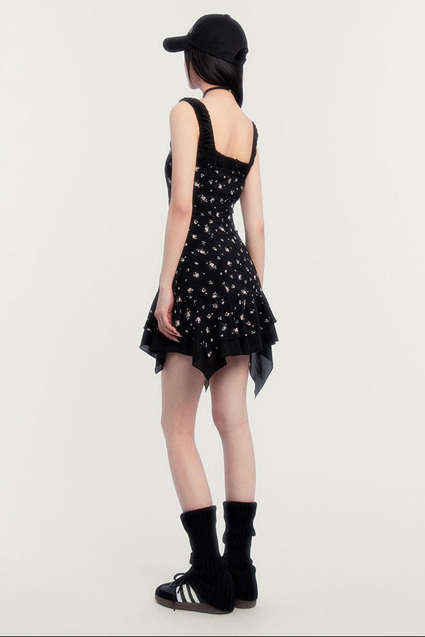 Off-Shoulder French Letter Kleid Flower Love