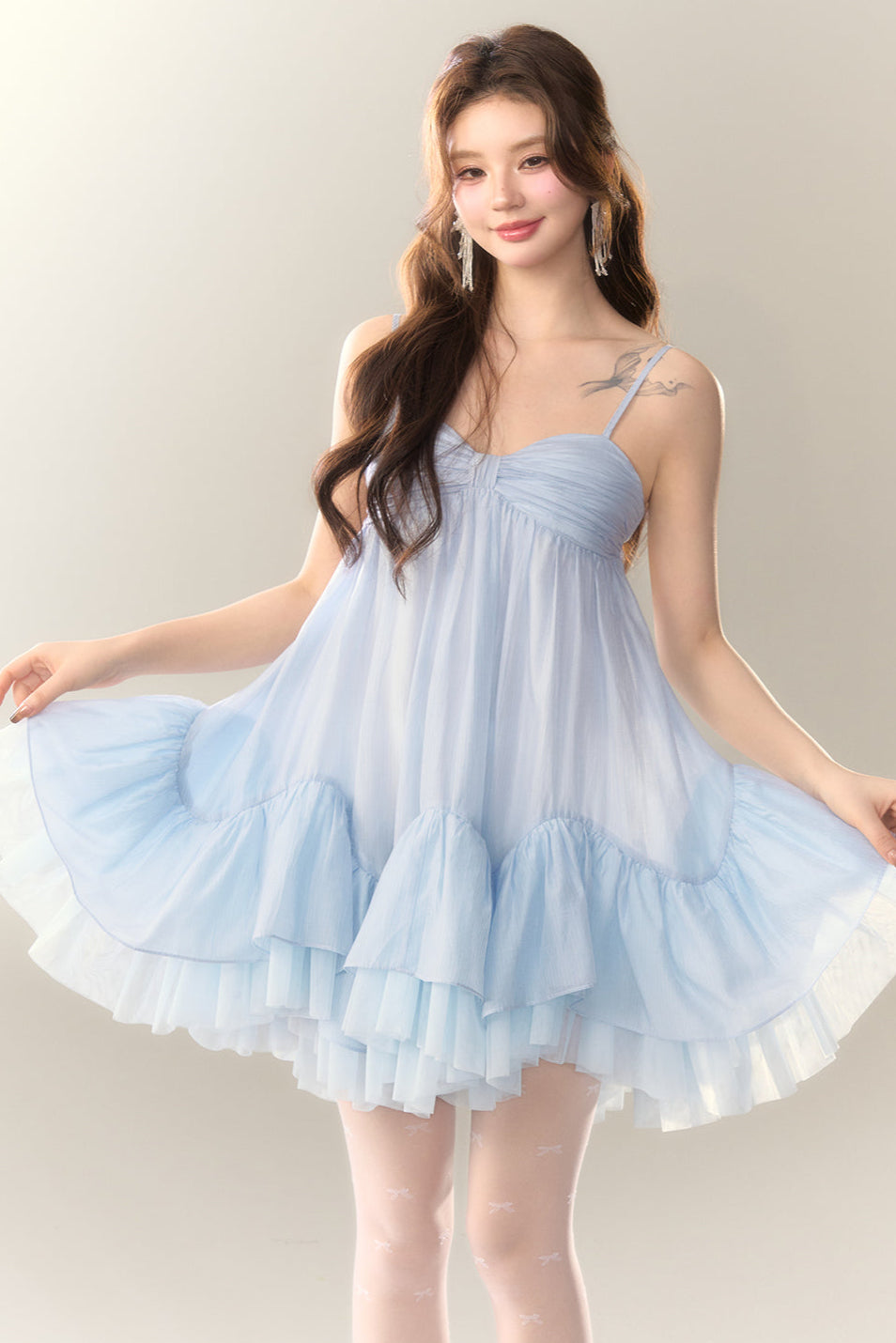 Perlensaum-Sohlenkleid Sweet Cami Salt Sea