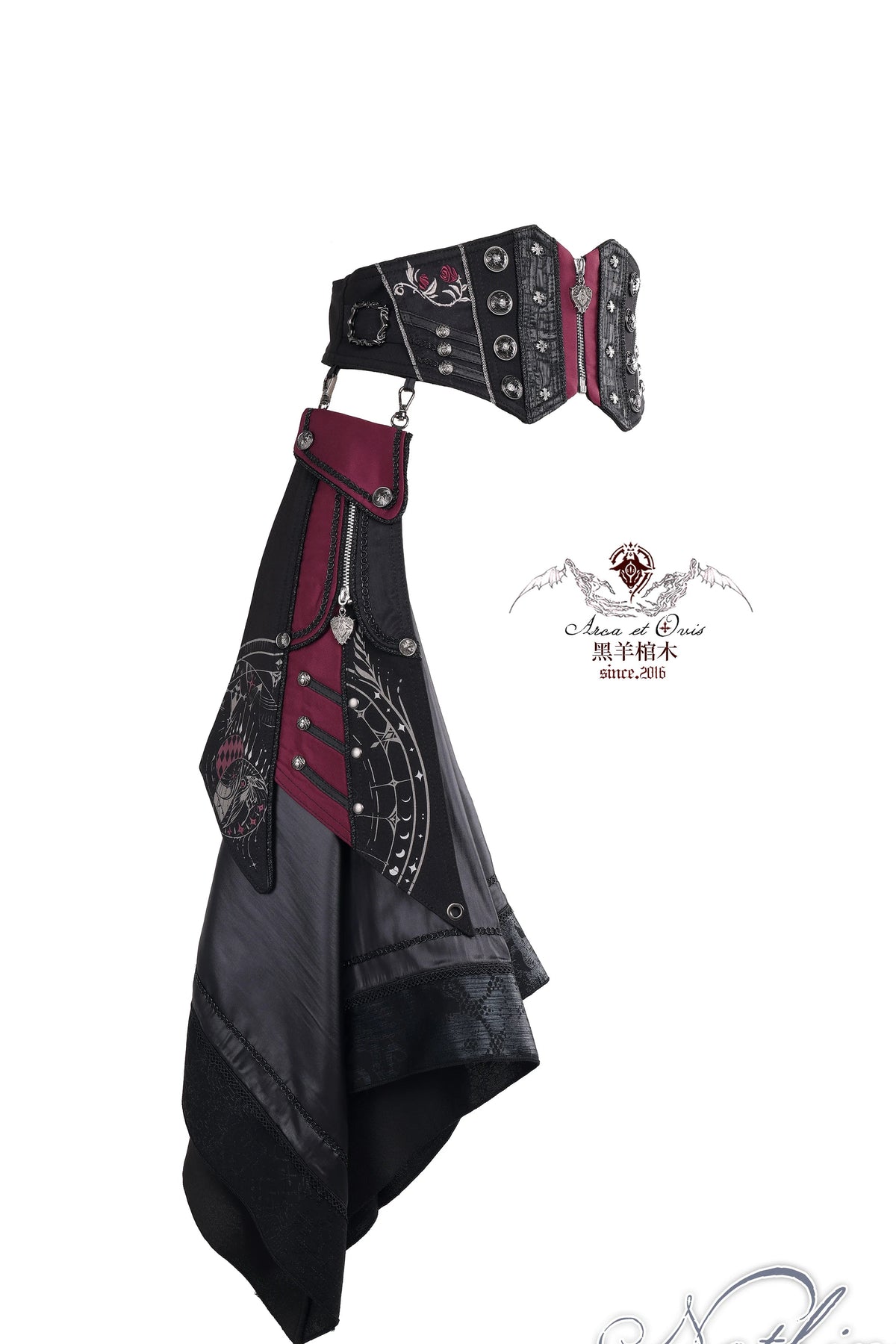 Sin Embroidered Corset Belt & Double-Sided Printed Train