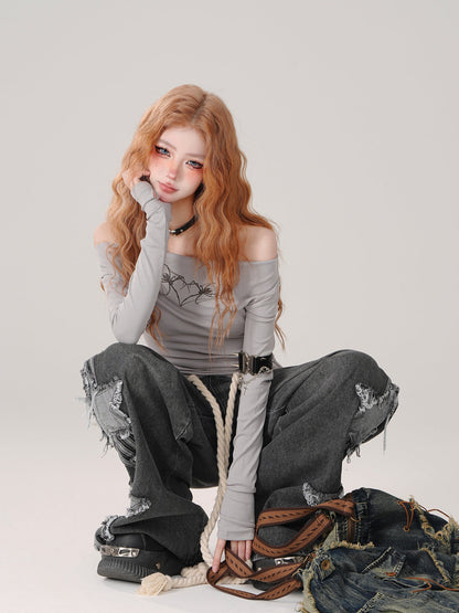 ショートトップス オフショルダー エンジェルタイツ