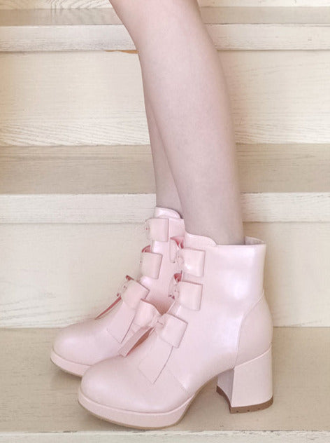 Ribon Sweet toe Boots Short Round