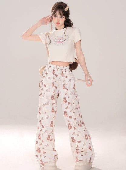 Cargo Baby Sweet Bear Loose Pants