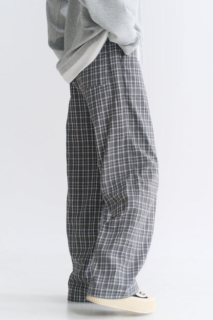 パンツ チェック ゆったり