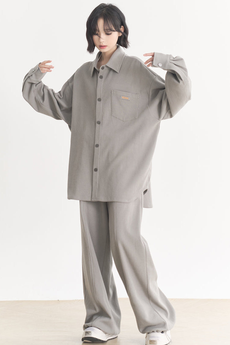 - Muse: Fall for wide Plain Suits sleeve Loose long Women's and Gravity Spring Casual pants shirts