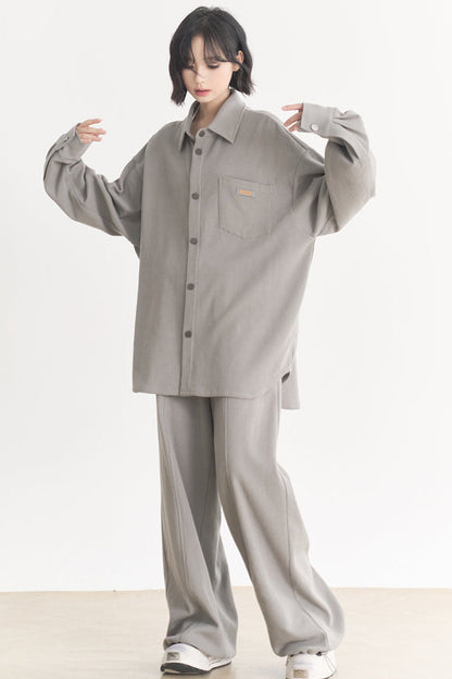 - Muse: Fall for wide Plain Suits sleeve Loose long Women's and Gravity Spring Casual pants shirts