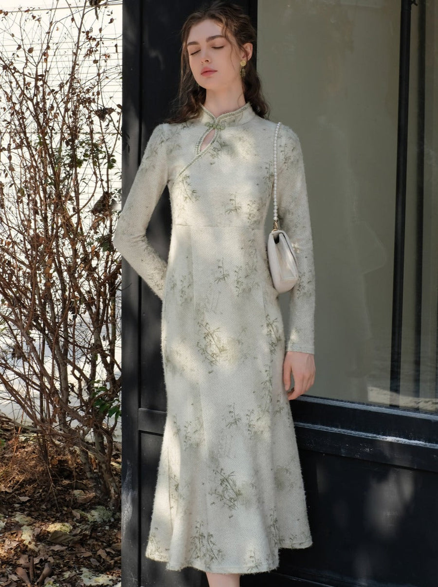 Robe chinoise longue verte