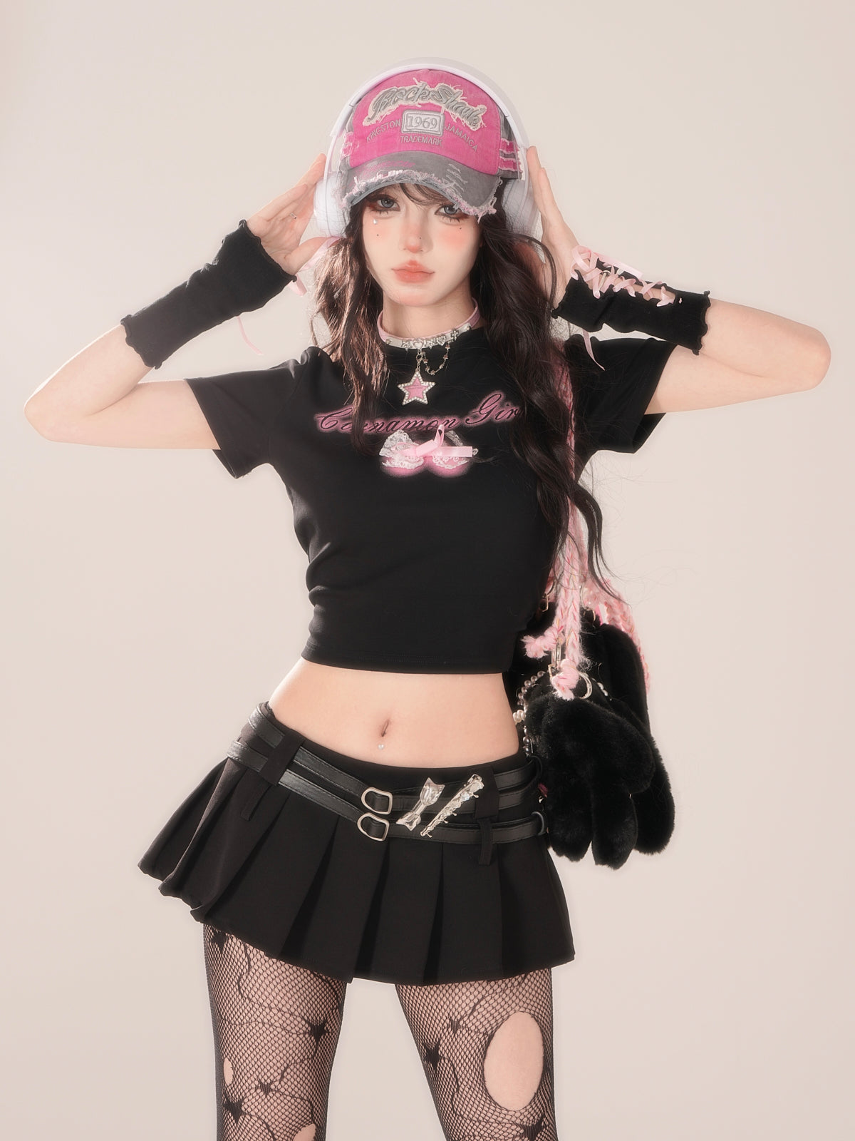 Flying Slimming Short Love Tops Schwarz