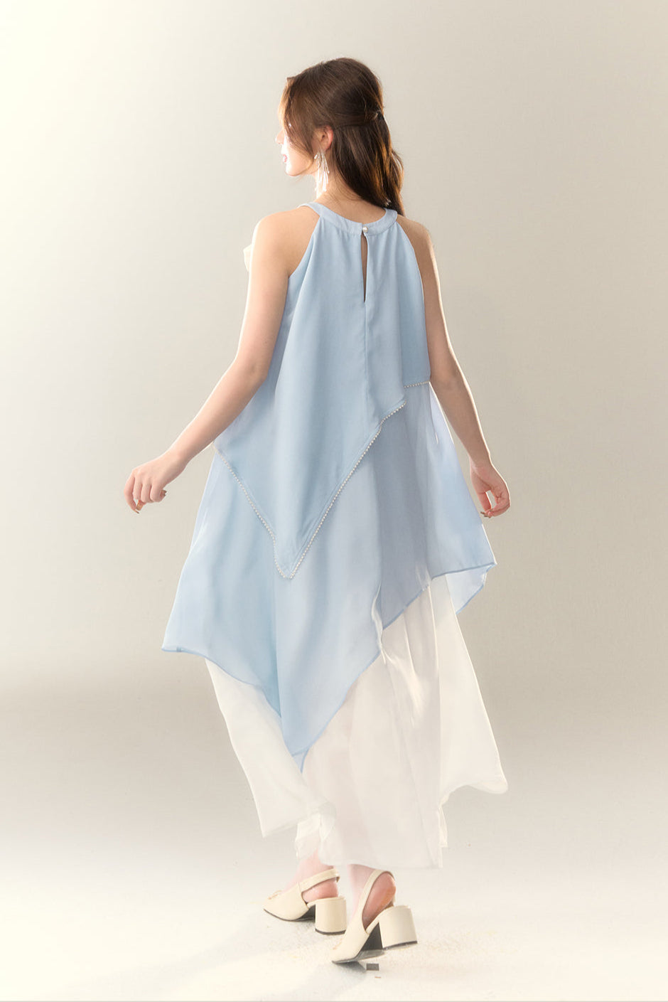 Neckholderkleid Blau Meerjungfrauenhals