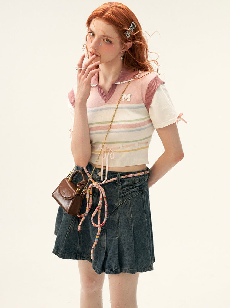 Poloshirts Sommer Kurz Gestreift