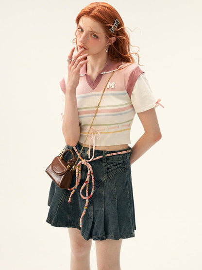 Poloshirts Sommer Kurz Gestreift