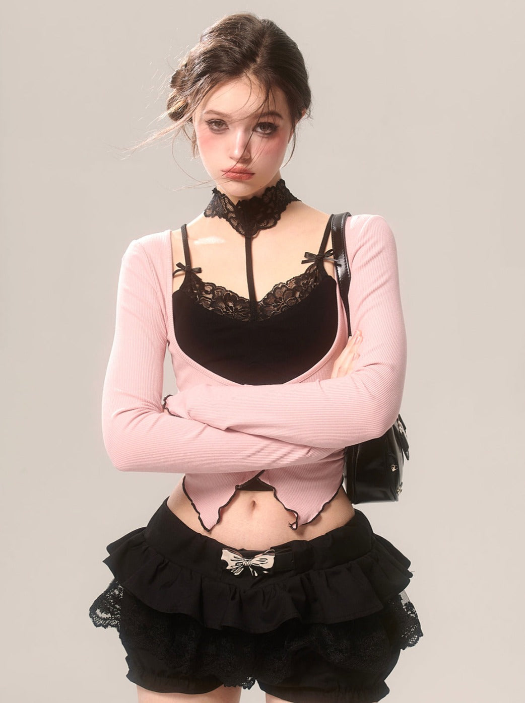 カーディガン ロマンティック オープンネック