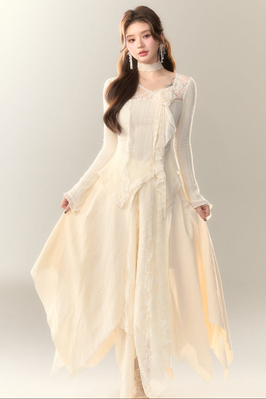 ワイルドティーホワイト+フェアリーロングイレギュラートップスカート