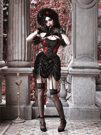 Bustier Gothic Neck Spider Kordelzug Samtkleid Neckholder