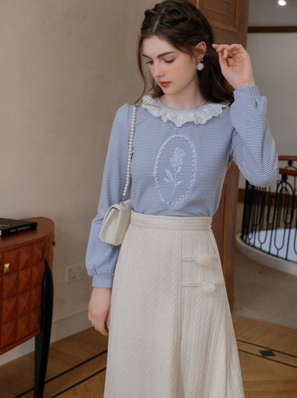 Border Retro Perlen Rose Französisch Küsten Top