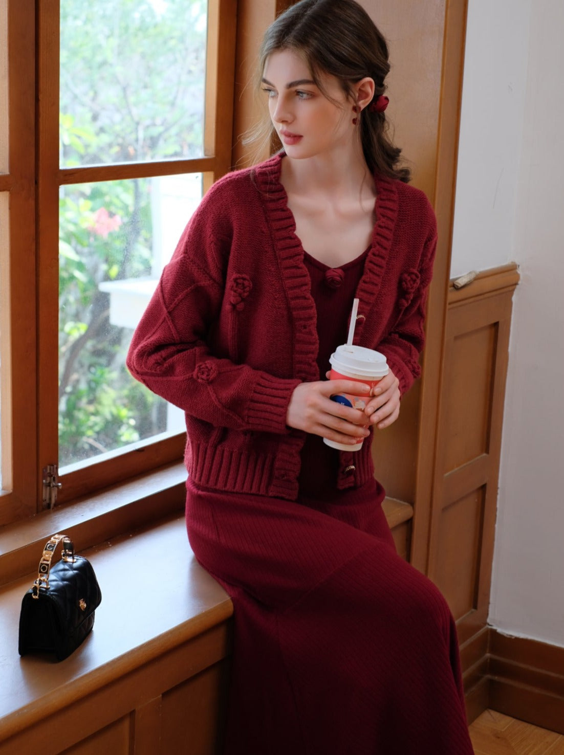 キャミソール ローズ ローズフラワー クイーン ドレス カーディガン