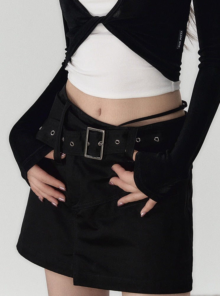 Gürtel Mädchen Schwarze Hose Mode Heißer Rock