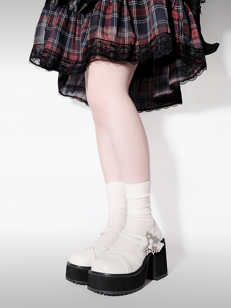 Style Platform Shoes College Butterfly Heel Block