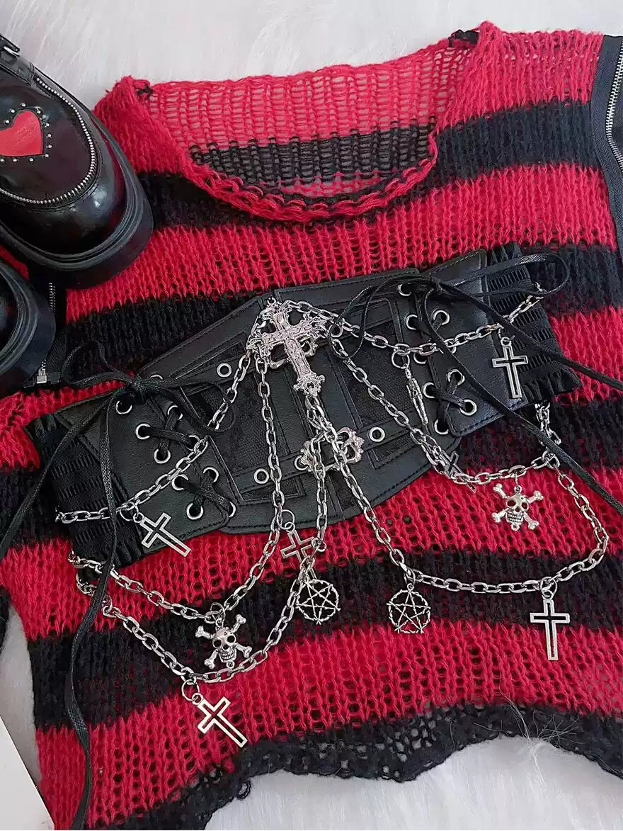 Steampunk Y2K Dark Skeleton Belt