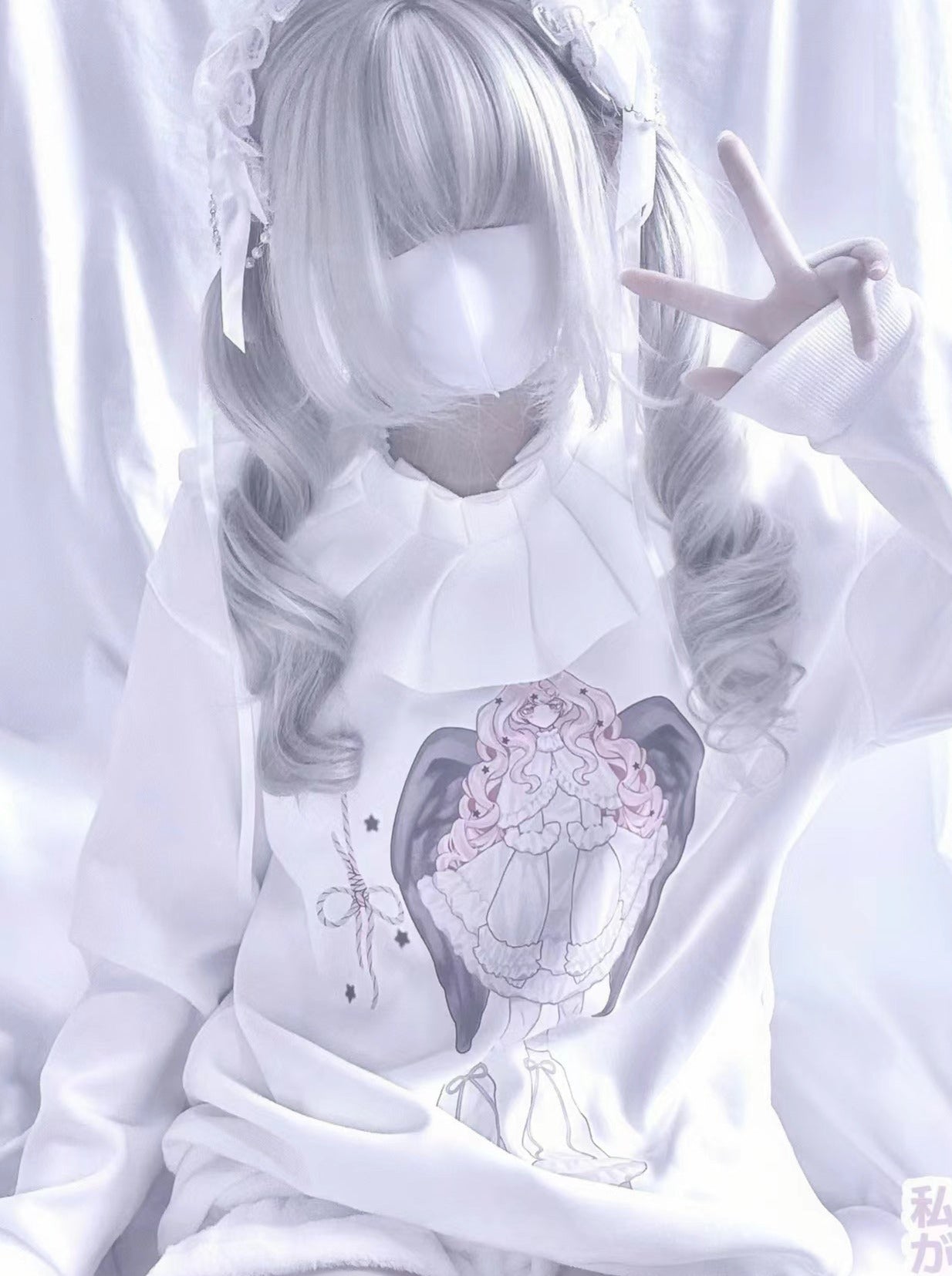 Neighborhood Animation Sweatshirt Illustration Girl Angel Ruffle