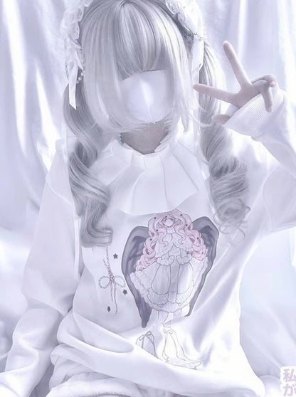 Neighborhood Animation Sweatshirt Illustration Girl Angel Ruffle